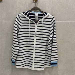 Chico's Navy and White Striped Sweater